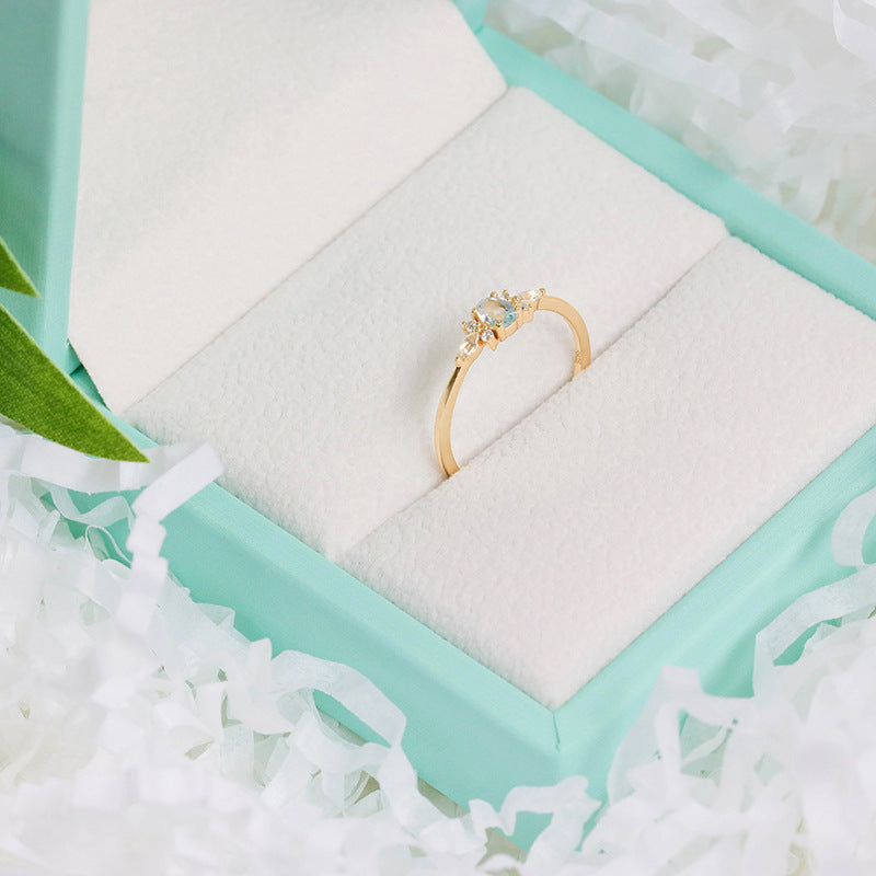 S925 Sterling Silver Ring Sky Blue