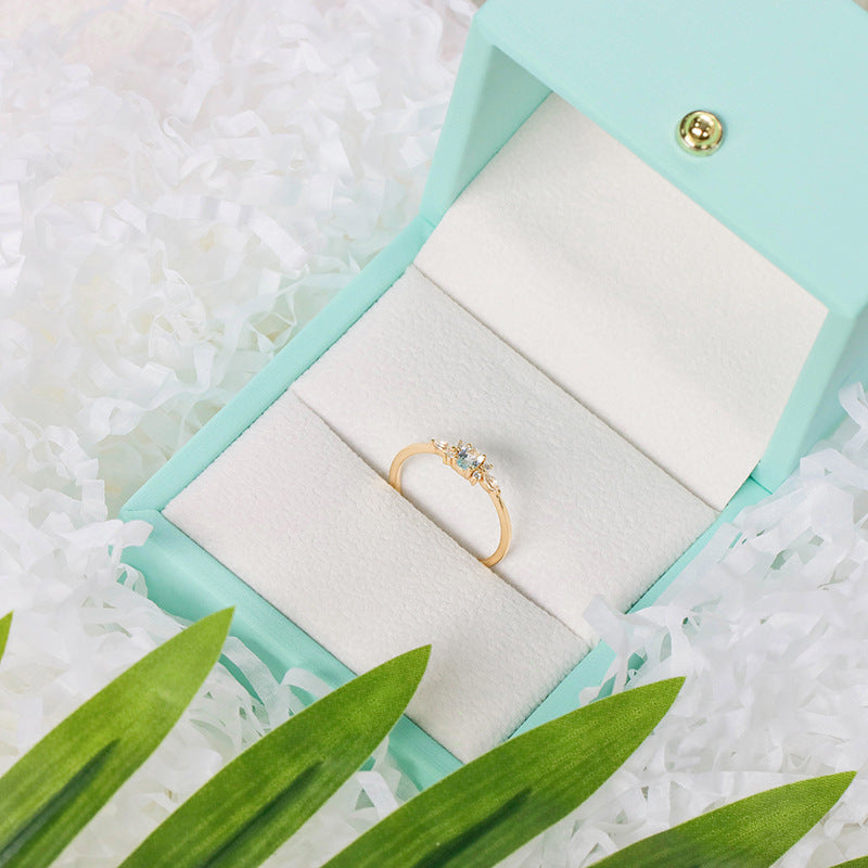 S925 Sterling Silver Ring Sky Blue