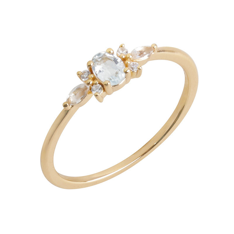 S925 Sterling Silver Ring Sky Blue