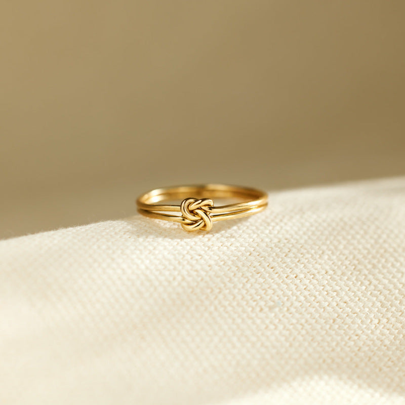 S925 Sterling Silver Mother And Daughter Double Knot Ring Female Simple