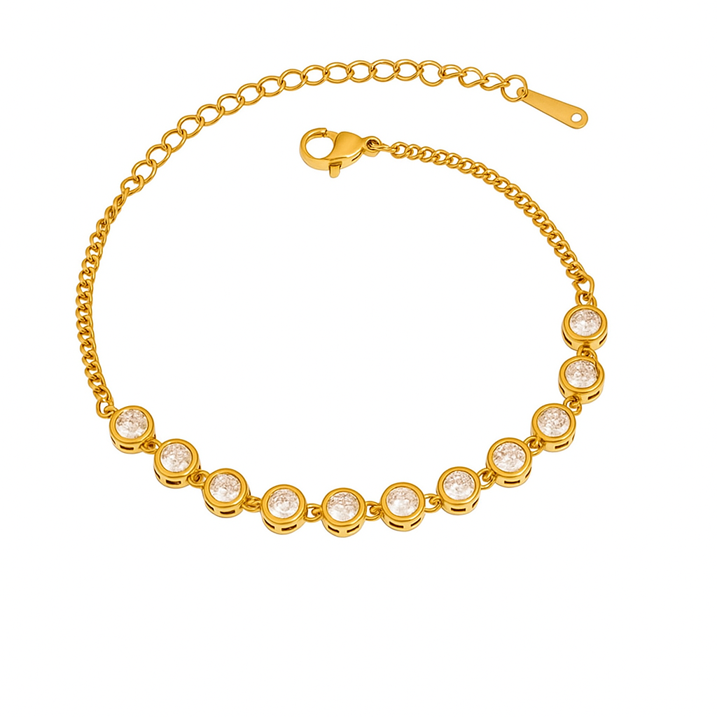 18K gold inlaid round gemstones exquisite design dazzling necklace bracelet set
